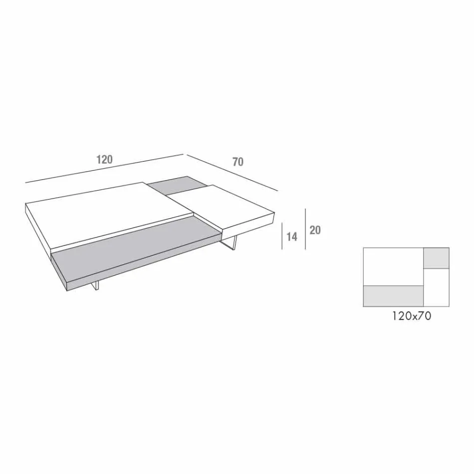 طاولة قهوة فينيكس بأرجل شفافة مصنوعة في إيطاليا - جاستن Viadurini