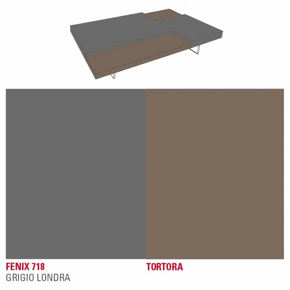 طاولة قهوة فينيكس بأرجل شفافة مصنوعة في إيطاليا - جاستن Viadurini