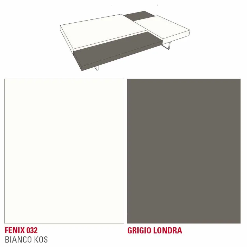 طاولة قهوة فينيكس بأرجل شفافة مصنوعة في إيطاليا - جاستن Viadurini