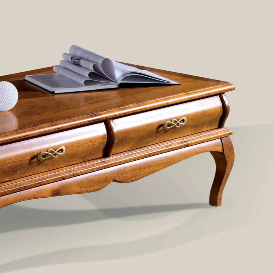 طاولة قهوة من خشب الجوز مع درج، صنع في إيطاليا - هاستينجز Viadurini