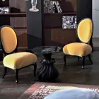 طاولة قهوة من الخشب الصلب والكريستال قطر 60 سم، مارغو Viadurini