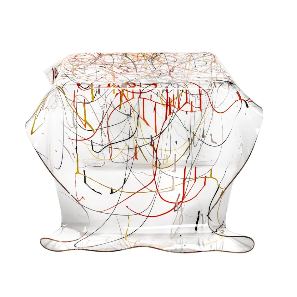 طاولة قهوة مصنوعة يدويًا من زجاج شبكي بلاستيكي، مصنوعة في إيطاليا - بيبو Viadurini