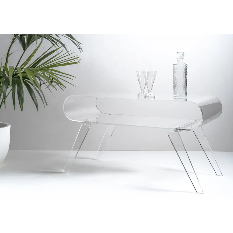 طاولة قهوة من زجاج شبكي شفاف أو خشب بتصميم جبس Viadurini