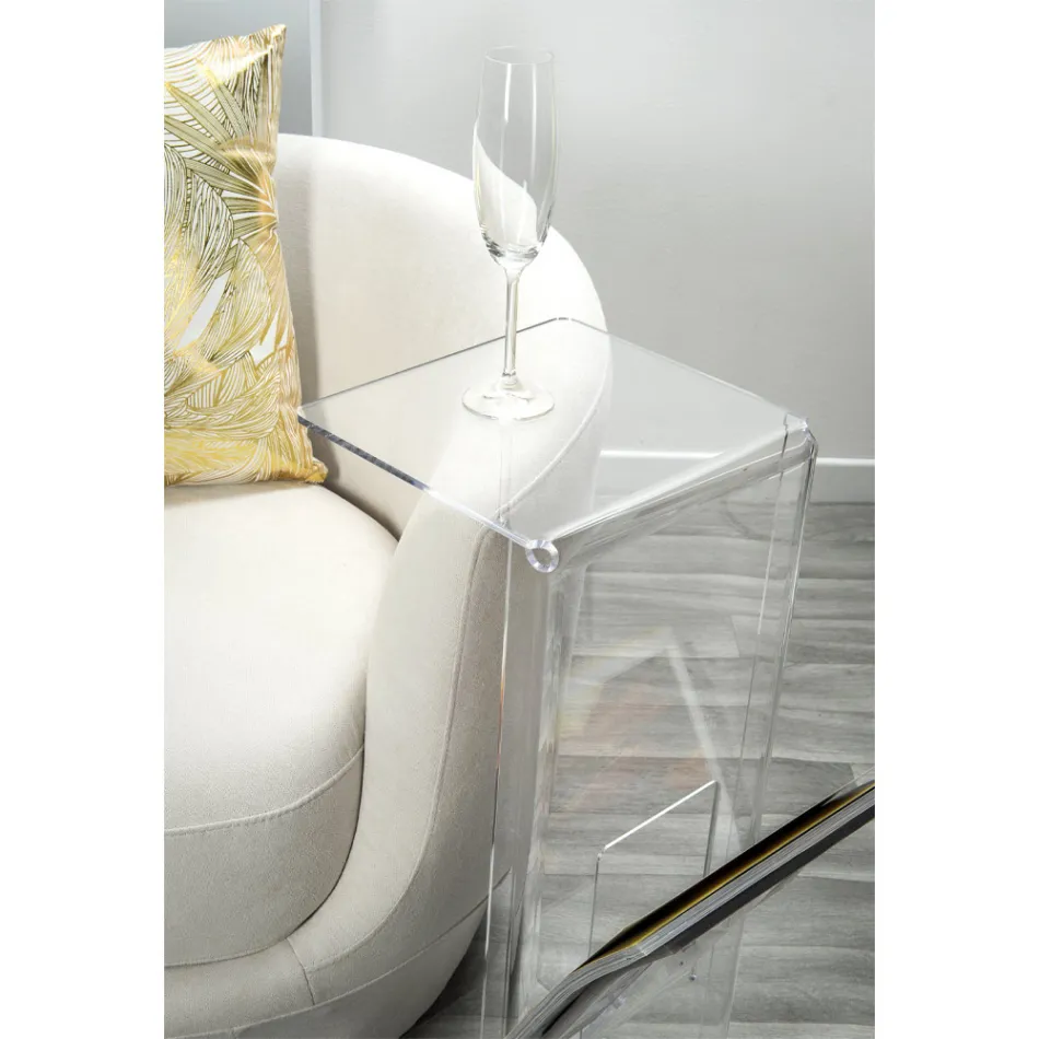 طاولة قهوة مصنوعة من مادة PMMA الشفافة من تصميم Quero Vas Viadurini