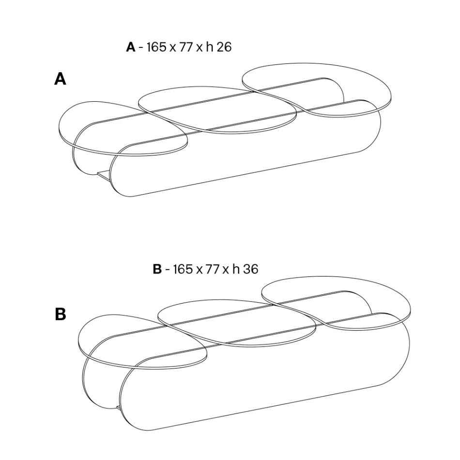 طاولة قهوة زجاجية بثلاثة أسطح ملونة - دابي Viadurini