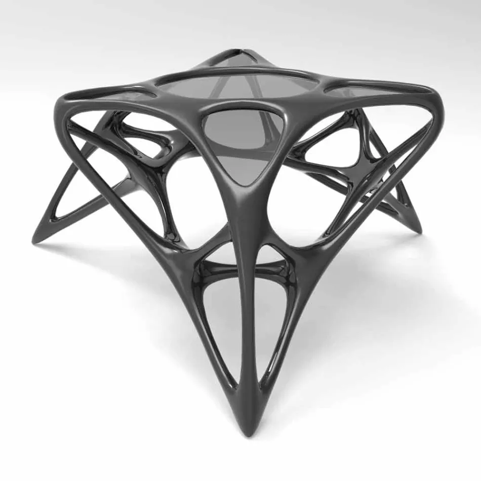 غرفة معيشة حديثة مصنوعة من زجاج القهوة وطاولة Adamantx® Lunar رقم 2 Viadurini