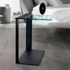 طاولة قهوة عصرية مصنوعة من المعدن والزجاج المدخن أو الشفاف في إيطاليا - تيلور Viadurini