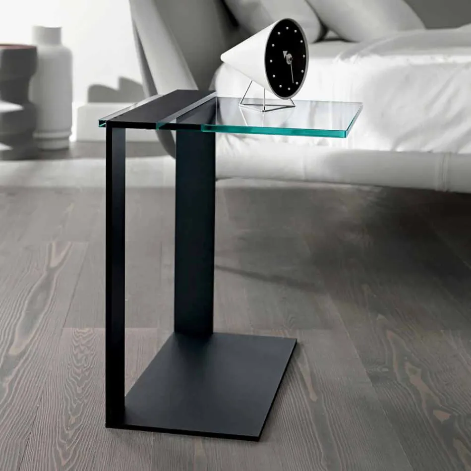 طاولة قهوة عصرية مصنوعة من المعدن والزجاج المدخن أو الشفاف في إيطاليا - تيلور Viadurini