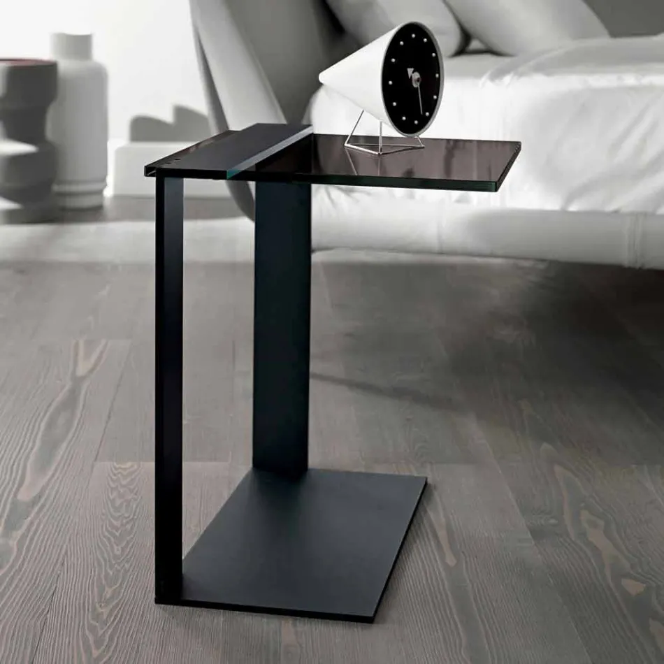 طاولة قهوة عصرية مصنوعة من المعدن والزجاج المدخن أو الشفاف في إيطاليا - تيلور Viadurini