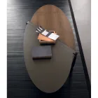 طاولة قهوة بيضاوية مصنوعة من المعدن وسطح خشبي ثنائي اللون - كوماكيو Viadurini