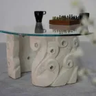 طاولة بيضاوية من حجر البلوط وطاولة من الكريستال، تصميم ليندوس الحديث Viadurini