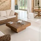 طاولة قهوة مربعة من الخشب الاستوائي المعاد تدويره - Slide Viadurini