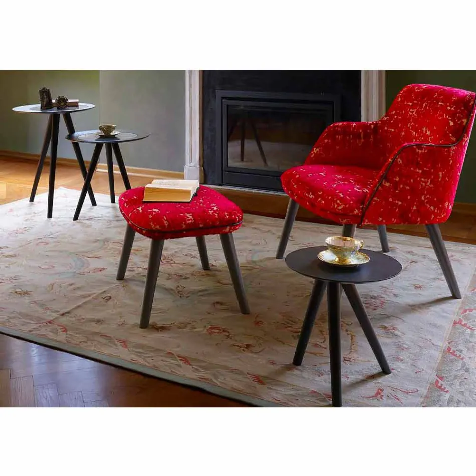 طاولة قهوة مستديرة من الخشب المطلي باللونين الأسود والرمادي، صنعت في إيطاليا - شتوتغارت Viadurini