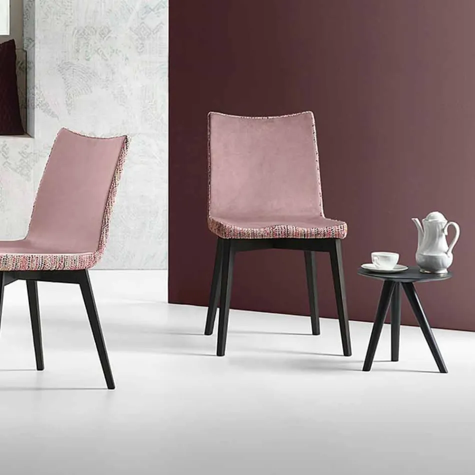 طاولة قهوة مستديرة من الخشب المطلي باللونين الأسود والرمادي، صنعت في إيطاليا - شتوتغارت Viadurini