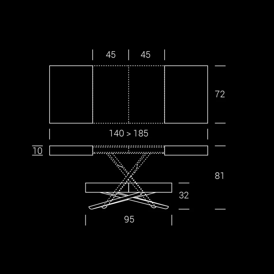 طاولة قهوة قابلة للتحويل مصنوعة من الخشب والمعدن، صنع في إيطاليا - سانروكو Viadurini