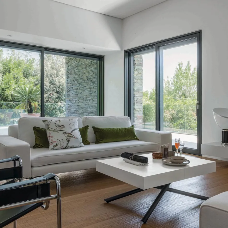 طاولة قهوة قابلة للتحويل مصنوعة من الخشب والمعدن، صنع في إيطاليا - سانروكو Viadurini