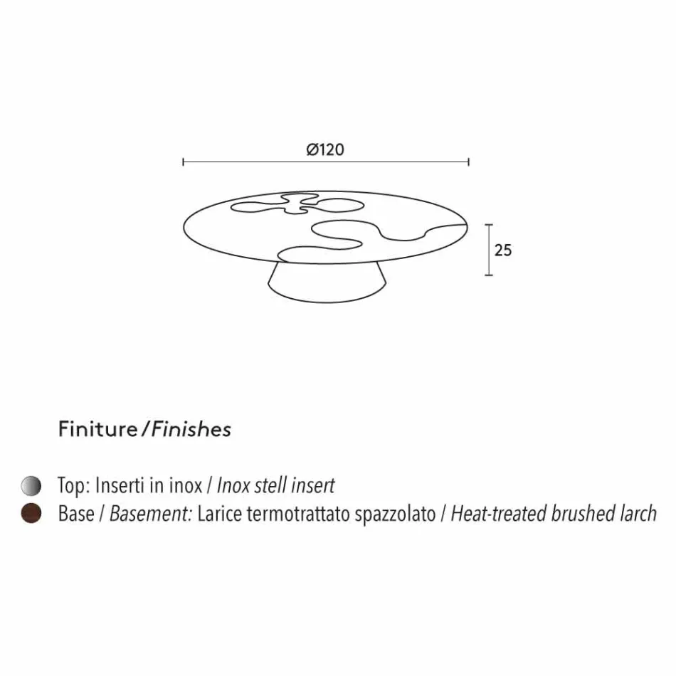 طاولة جانبية بتصميم عصري من خشب الصنوبر مع حشوات من الفولاذ المقاوم للصدأ باللون البنفسجي Viadurini