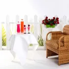 طاولة أوتو بتصميم عصري من زجاج شبكي أبيض، مصنوعة في إيطاليا Viadurini