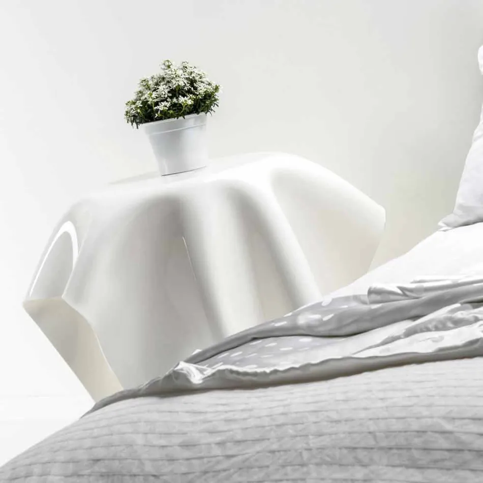 طاولة أوتو بتصميم عصري من زجاج شبكي أبيض، مصنوعة في إيطاليا Viadurini