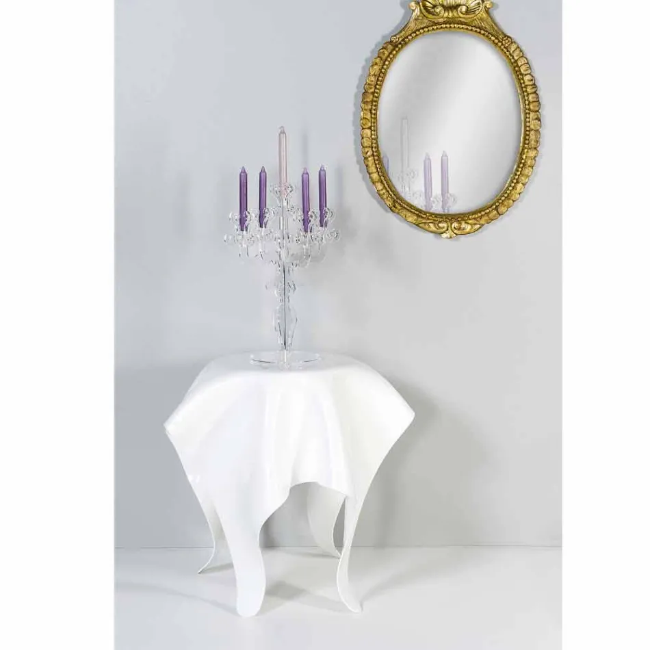 طاولة أوتو بتصميم عصري من زجاج شبكي أبيض، مصنوعة في إيطاليا Viadurini