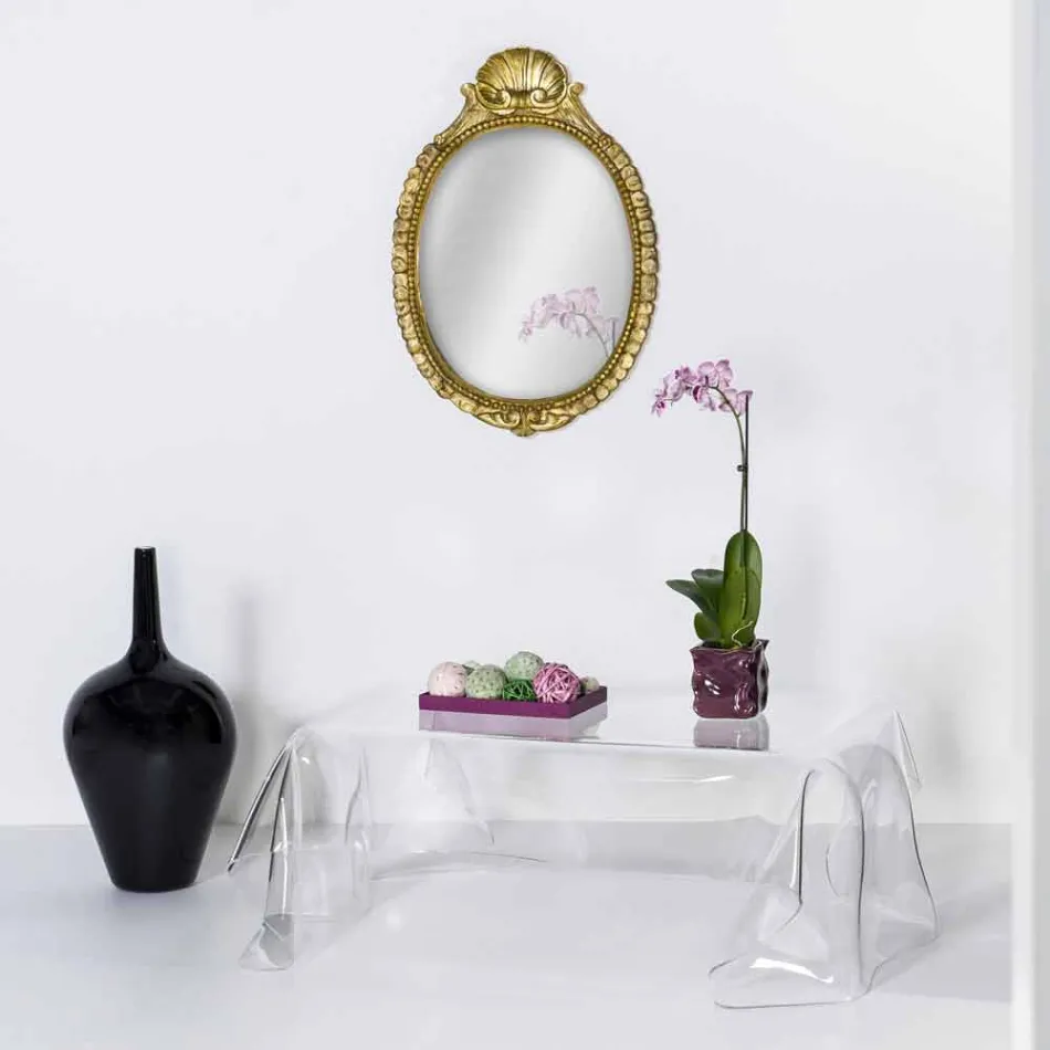 طاولة قهوة بتصميم عصري شفاف من زجاج شبكي مغطى بغطاء آسيوي Viadurini