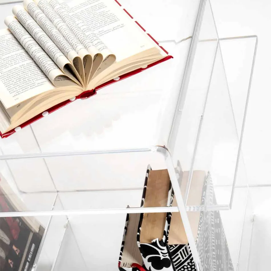 طاولة قهوة بتصميم من زجاج شبكي بثلاثة أرفف مصنوعة في إيطاليا، جوستو Viadurini