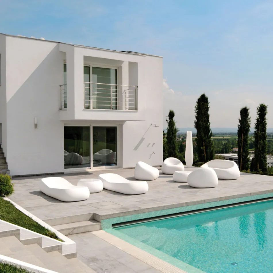 طاولة قهوة للحديقة ذات سطح دائري من البولي إيثيلين، صنع في إيطاليا - تيبالدو Viadurini