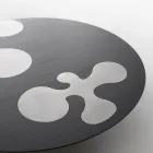 طاولة قهوة من خشب الأرز الأسود المطلي بالورنيش مع حشوات من الفولاذ المقاوم للصدأ المصقول - فيرجين Viadurini