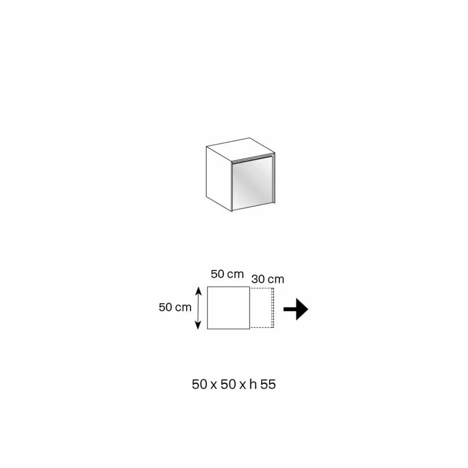 طاولة جانبية للأريكة أو طاولة بجانب السرير من الزجاج المدخن مع درج خشبي - مانترا Viadurini