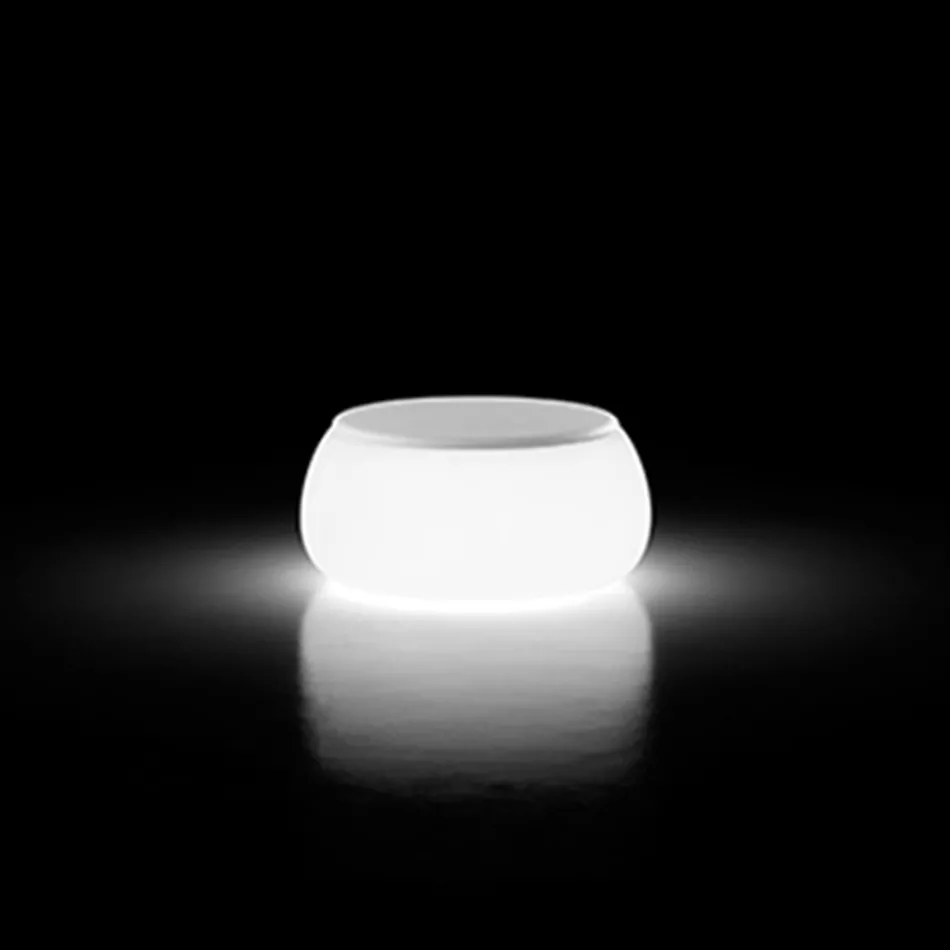 طاولة قهوة دائرية لامعة للحديقة مصنوعة من البولي إيثيلين في إيطاليا - تيبالدو Viadurini