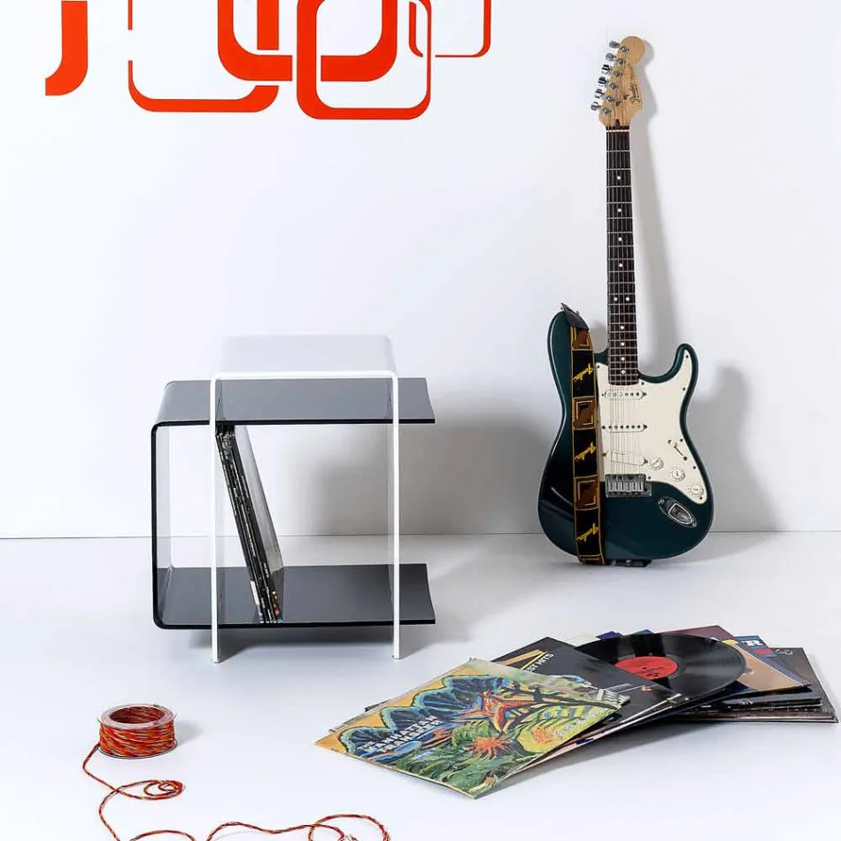 طاولة قهوة معاصرة بثلاثة رفوف باللونين الأبيض والأسود من Gosto، صنع في إيطاليا Viadurini