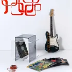 طاولة معاصرة بثلاثة رفوف مدخنة وشفافة من جوستو صنع في إيطاليا Viadurini