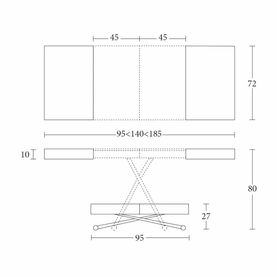 طاولة قهوة عصرية مصنوعة من الخشب والمعدن القابل للتحويل، صنعت في إيطاليا - سبيريت Viadurini
