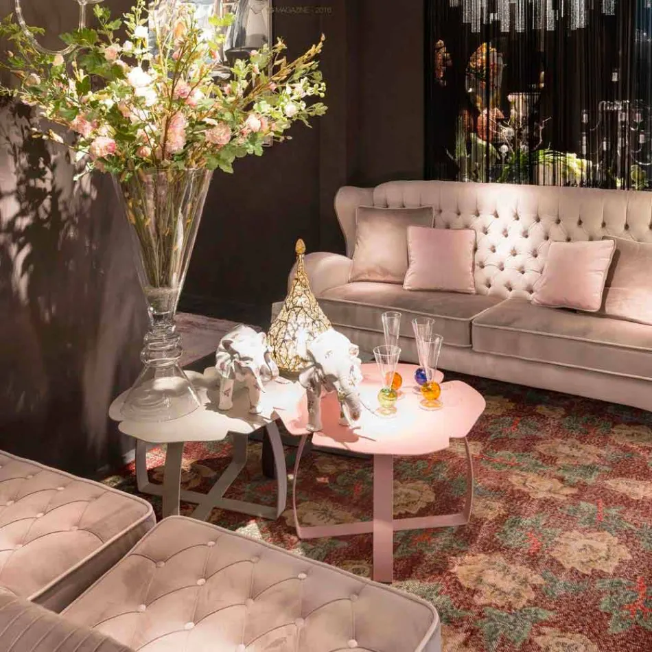 طاولة قهوة معدنية معاصرة مقطوعة بالليزر على شكل زهرة أندي Viadurini