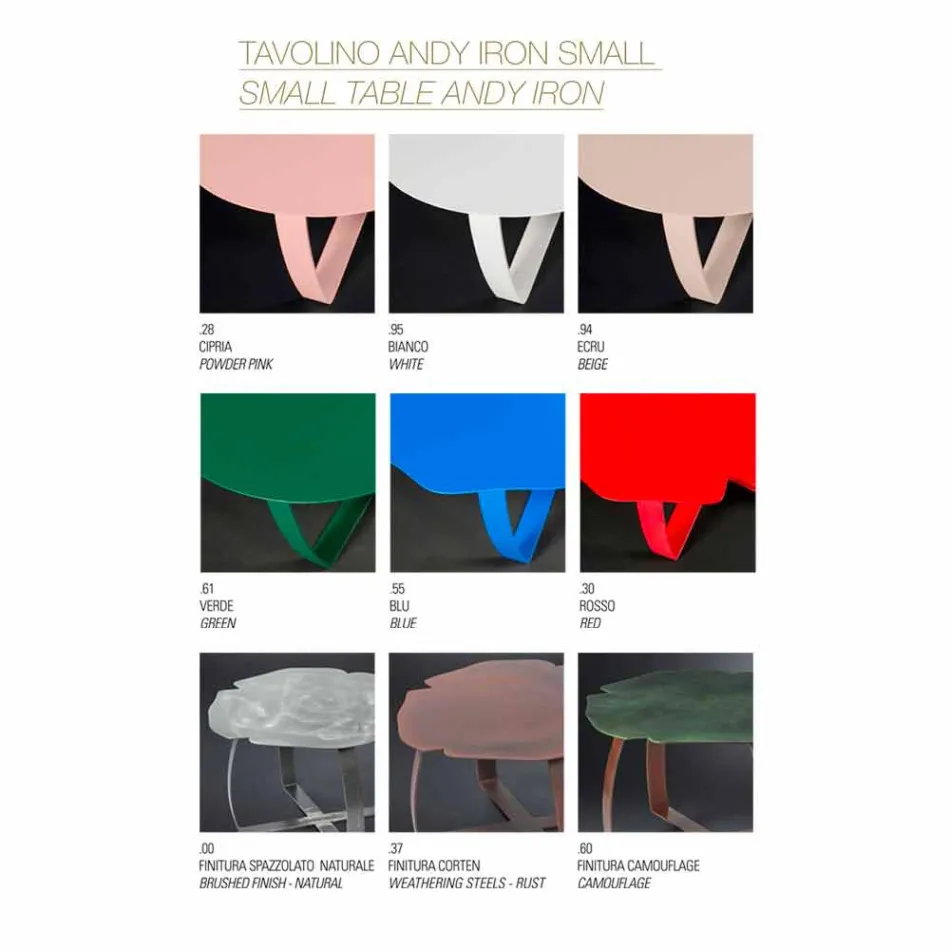 طاولة قهوة معدنية معاصرة مقطوعة بالليزر على شكل زهرة أندي Viadurini