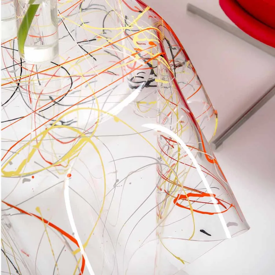 طاولة قهوة حديثة متعددة الألوان مصنوعة في إيطاليا من زجاج شبكي، أوتو Viadurini