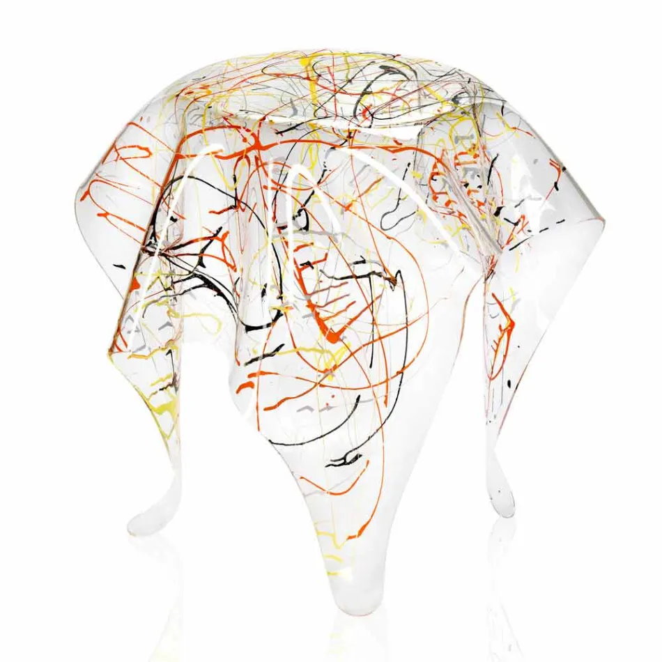 طاولة قهوة حديثة متعددة الألوان مصنوعة في إيطاليا من زجاج شبكي، أوتو Viadurini