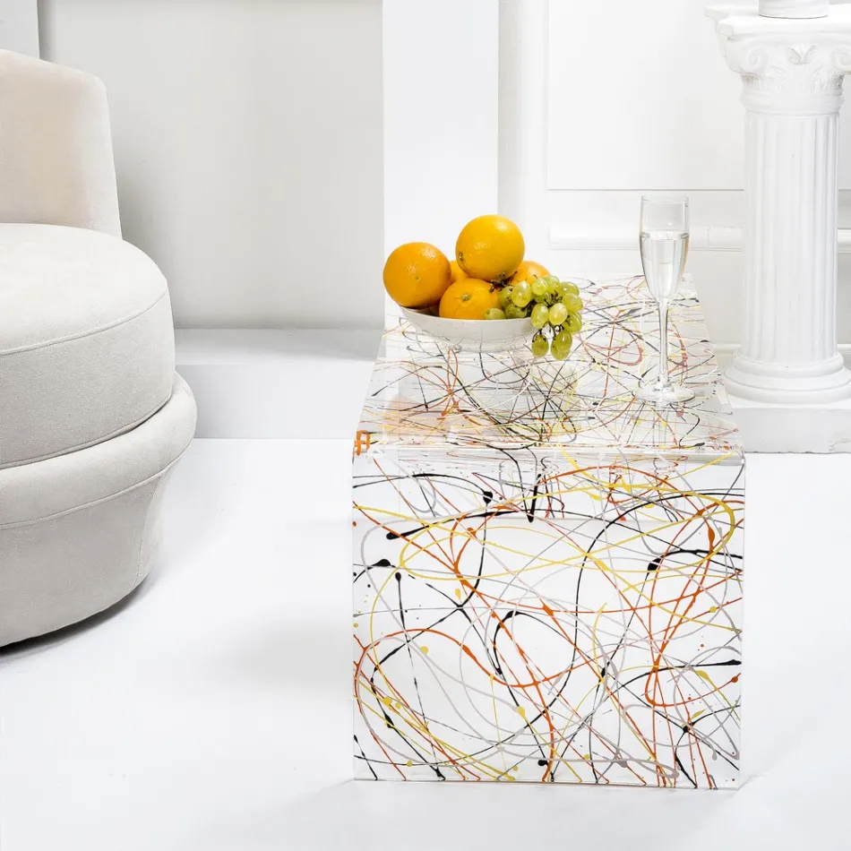 طاولة قهوة عصرية من زجاج شبكي، صنع في إيطاليا - فيشي Viadurini