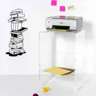 طاولة قهوة معاصرة من زجاج شبكي طولها 50 سم × ارتفاعها 76 سم × عرضها 40 سم، صنعت في إيطاليا Viadurini