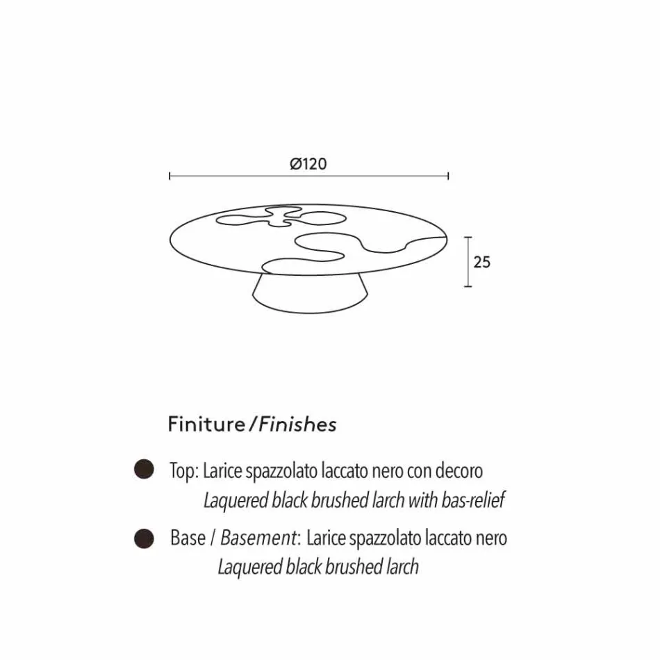 طاولة قهوة سوداء معاصرة مصنوعة من خشب الصنوبر المصقول ليلي Viadurini