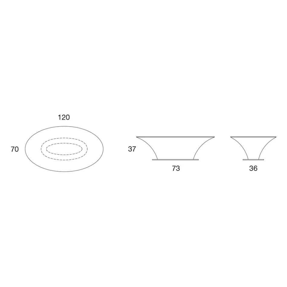طاولة قهوة بيضاوية بتصميم قارب مصنوعة من المعدن والزجاج المحفور - إمباركيشن Viadurini