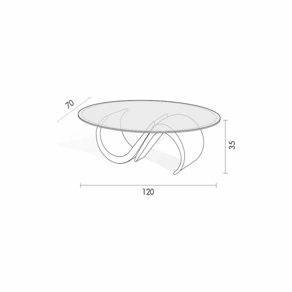 طاولة قهوة بيضاوية من الزجاج المشطوف والرخام الصناعي، صنعت في إيطاليا - باربيرا Viadurini