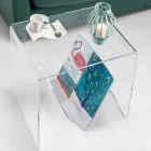 طاولة قهوة / رف مجلات بتصميم عصري، مصنوعة من زجاج شبكي من كافور Viadurini