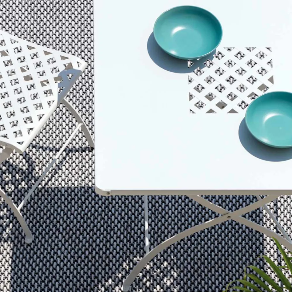 طاولة خارجية مربعة قابلة للطي مصنوعة من الفولاذ المجلفن، صنع في إيطاليا - سيلفاجيا Viadurini