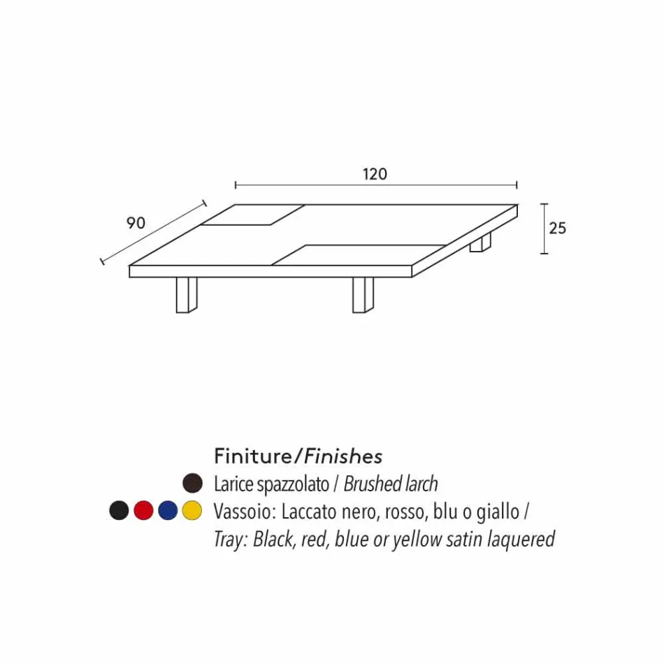 طاولة قهوة مستطيلة معاصرة مع صواني مدمجة قابلة للإزالة Viadurini