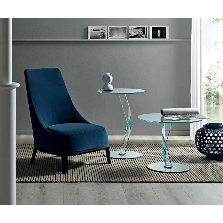 طاولة قهوة بتصميم دائري من زجاج شفاف للغاية، صنع في إيطاليا - أكا Viadurini