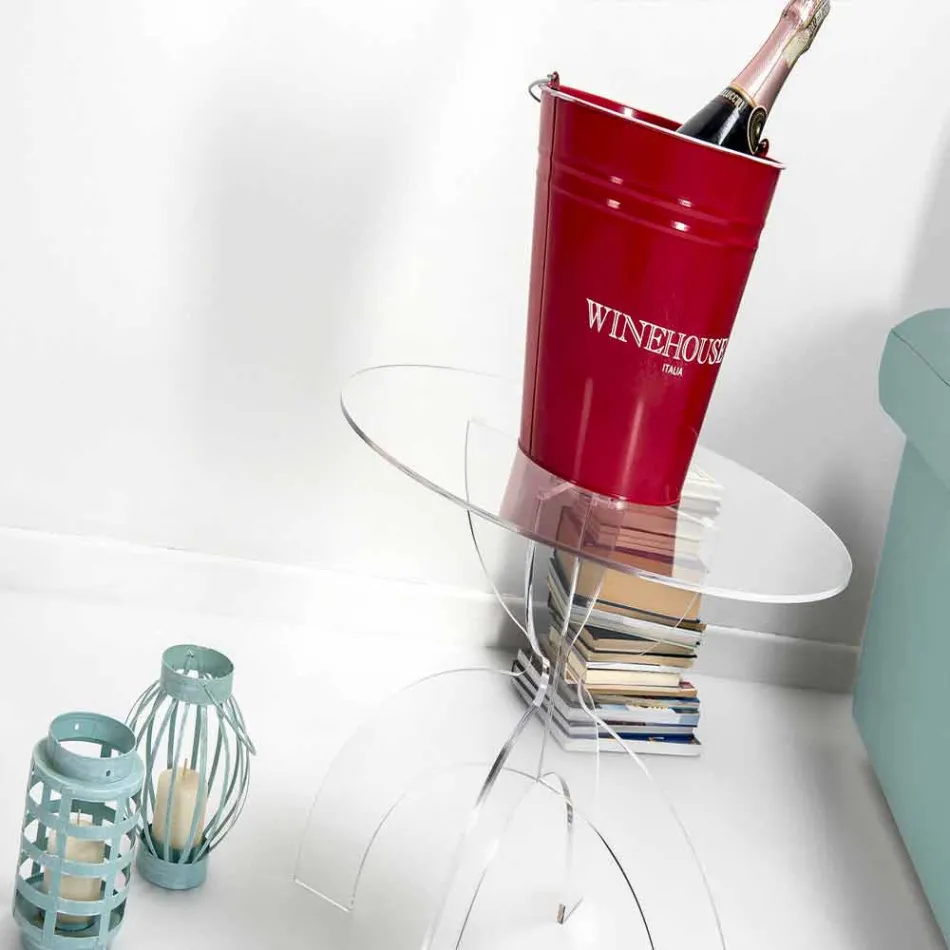 طاولة قهوة بتصميم دائري، مصنوعة من مادة PMMA الشفافة Viadurini