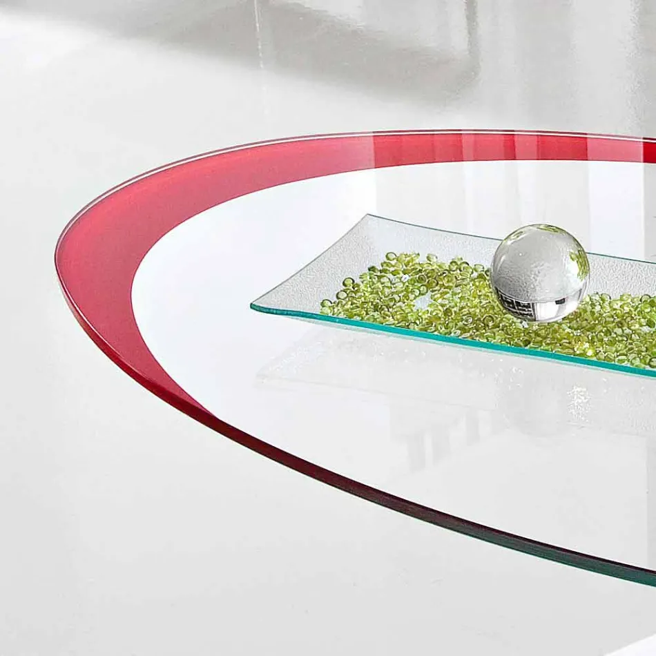 طاولة قهوة بسطح زجاجي وطباعة شاشة مصنوعة في إيطاليا - كامباري Viadurini