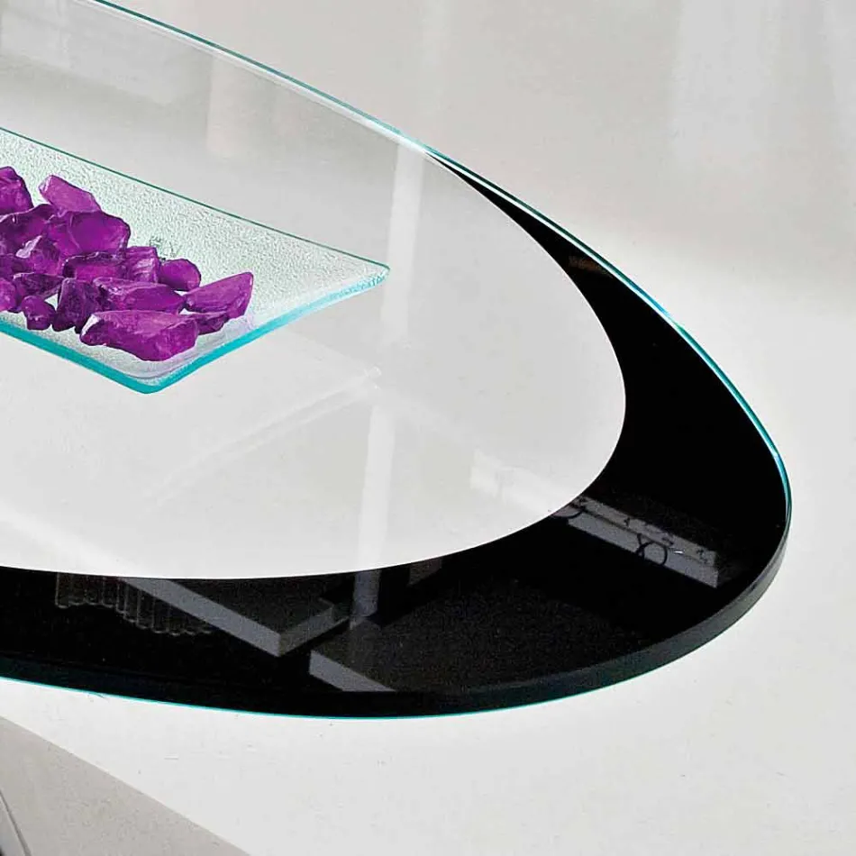 طاولة قهوة بسطح زجاجي وطباعة شاشة مصنوعة في إيطاليا - كامباري Viadurini