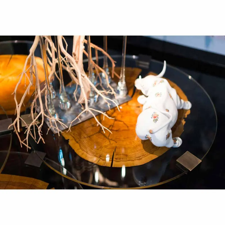 طاولة قهوة من الخشب والفولاذ بأرجل معدنية، صنع في إيطاليا - دمشق Viadurini